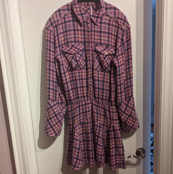 FREE PEOPLE Pink Milo Plaid Dress - Picture 3 of 12